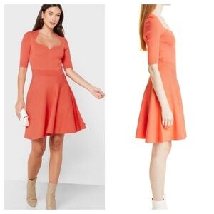 Ted baker / NWT millly ribbed coral sweetheart neck sweater skater dress 1 S